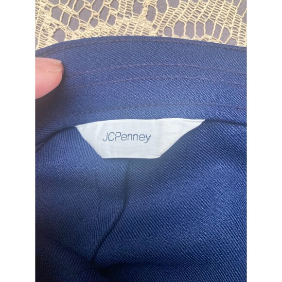 Vintage 70s Skirt 1970s Navy Blue Polyester Casual Office Pockets! Size Medium - Picture 4 of 5